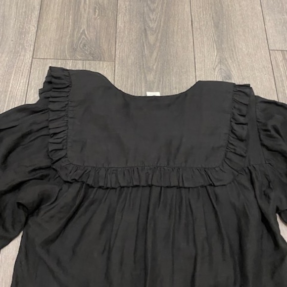 Wilfred Aritzia Splendour Sheer Button Front Peasant Black Blouse Size S - Picture 8 of 12